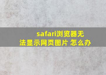 safari浏览器无法显示网页图片 怎么办